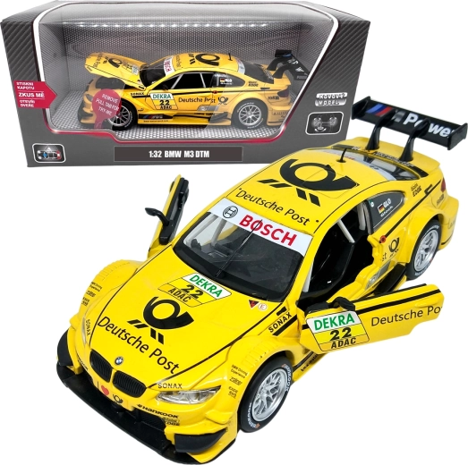 Modèle métallique BMW M3 DTM 1:32 jaune avec lumières et sons