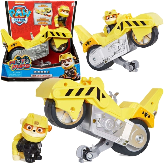 PAW PATROL Rubble Moto Pups – moto cascadeur jaune avec figurine