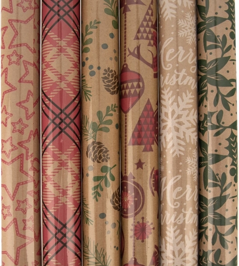 Papier cadeau de Noël 70 × 200 cm – mix de 6 motifs