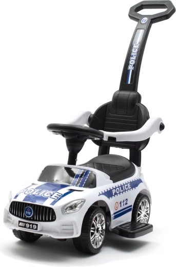 Draisienne pour enfants avec tige de guidage et sons POLICE – blanche