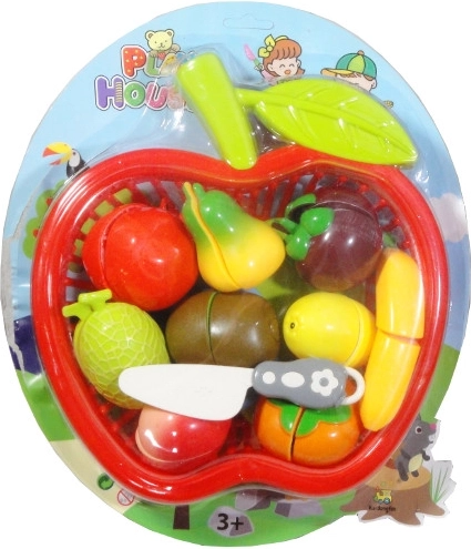 Fruits et légumes à découper dans un petit panier