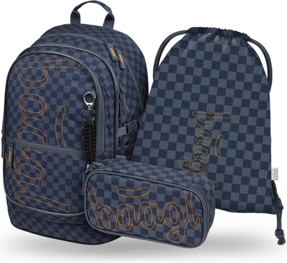 Baagl set Core Ska bleu – sac à dos scolaire, trousse et sac en matériaux recyclés
