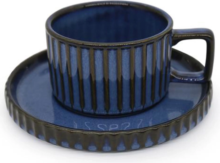 Tasse en grès avec soucoupe Toro 250 ml, bleu