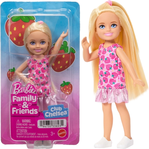 Barbie Club Chelsea blonde en robe aux fraises 14 cm