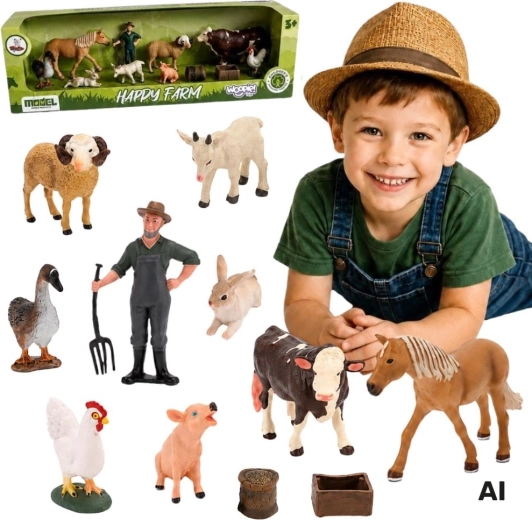 Woopie grand ensemble de figurines de ferme avec animaux, fermier et accessoires 3+