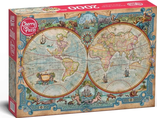 Puzzle CHERRY PAZZI carte du monde des grandes découvertes 2000 pièces
