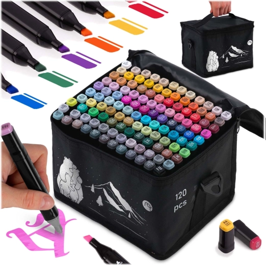 Marqueurs à alcool Nukido avec sacoche, 120 pcs