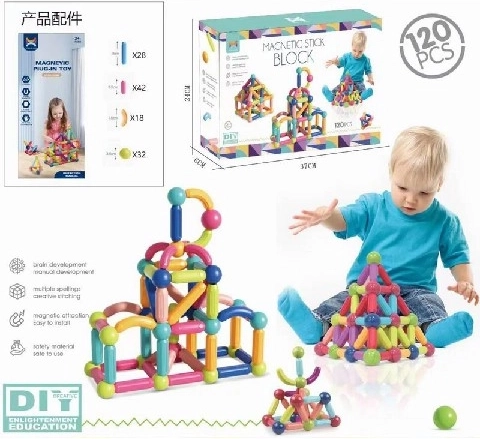Jeu de construction magnétique pieds et tubes 120 pièces