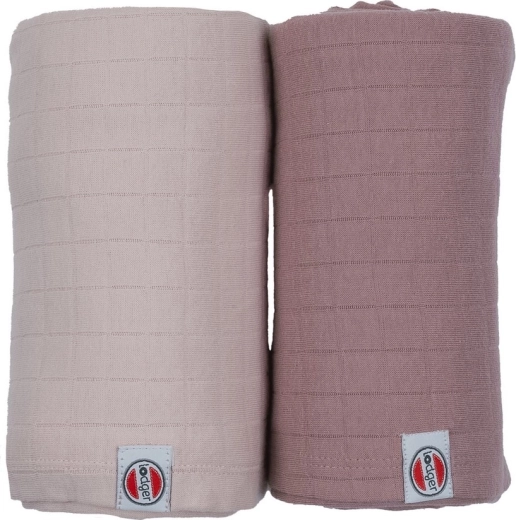 Lodger Swaddler Solid lange d’emmaillotage en coton Powder/Rose 110 × 110 cm (2 pcs)