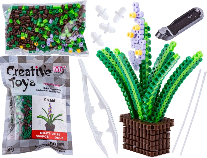 Perles à repasser 3D – gabarit fleur (bruyère/lavande) en sachet
