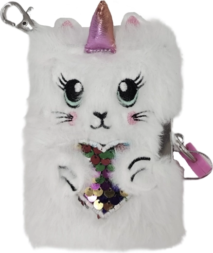 Mini carnet en peluche A7 licorne