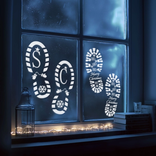 Ensemble de pochoirs de Noël pour empreintes de pas du Père Noël et des lutins