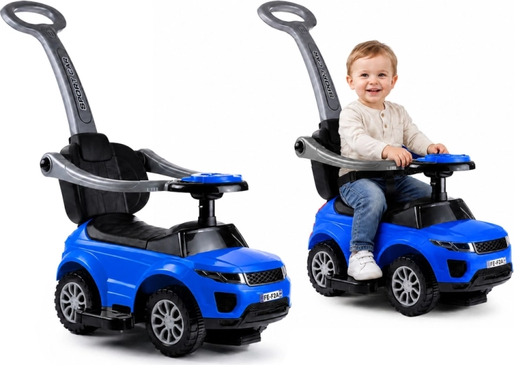 Trotteur pour enfants avec barre guide Bleu