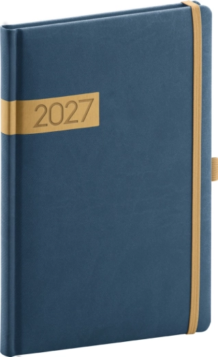 Agenda hebdomadaire Notique Twill 2027 bleu-or 15 × 21 cm