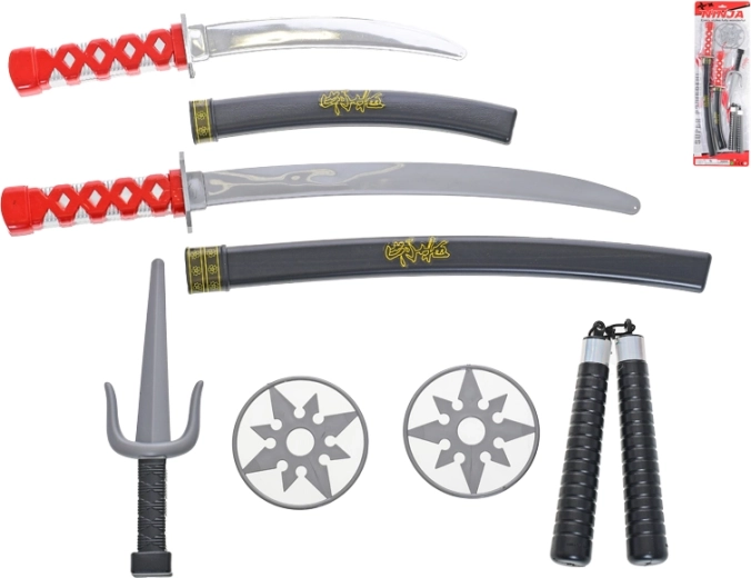 Set de ninja – coffret d’action pour enfants avec sabres samouraïs et accessoires