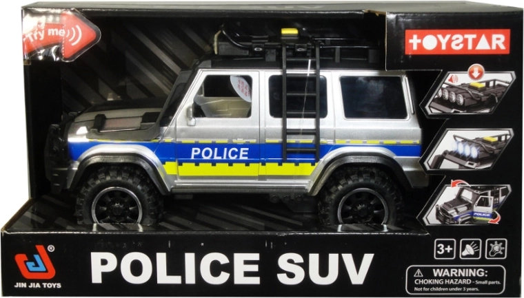 Voiture de police tout-terrain à piles 1:14 avec lumière, son et portes ouvrantes