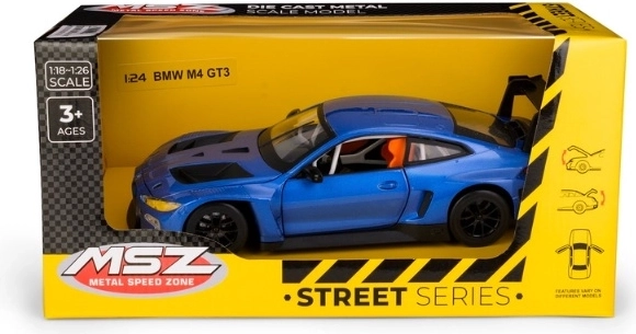 MSZ BMW M4 GT3 modèle réduit de voiture en métal bleu 1:24