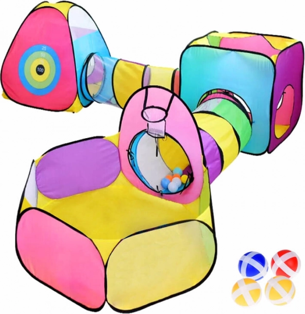 méga centre de divertissement 5‑en‑1 – tentes pliantes pour enfants avec tunnels et éléments de jeu