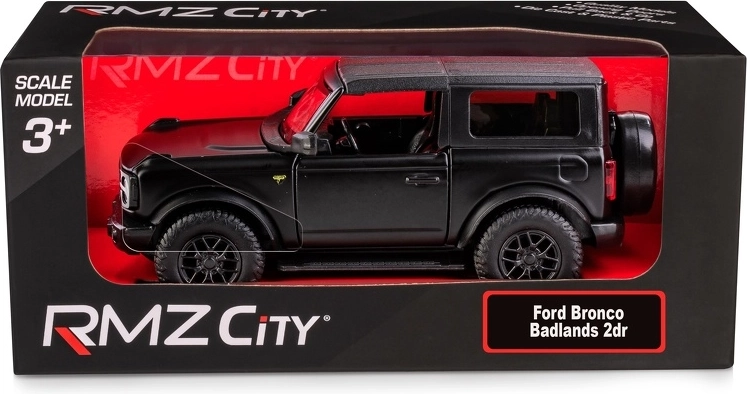 Modèle métallique de voiture Ford Bronco Badlands 2023 1:32/39 noir mat