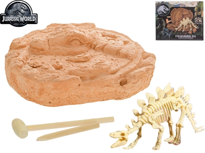 Jurassic World – kit de fouille du squelette de stégosaure avec accessoires