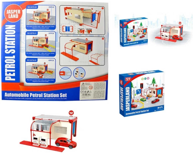 Kit de construction de station-service avec petite voiture – 29 pièces