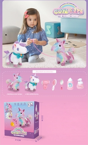 licorne en peluche avec accessoires à piles