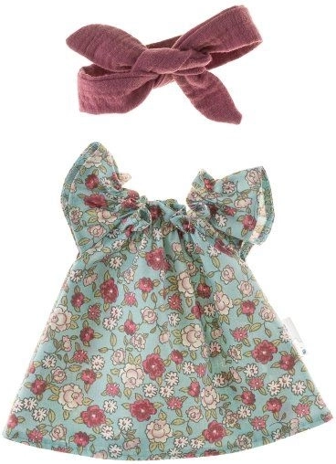 Robe avec serre-tête pour poupée 32 cm fleurs de bruyère