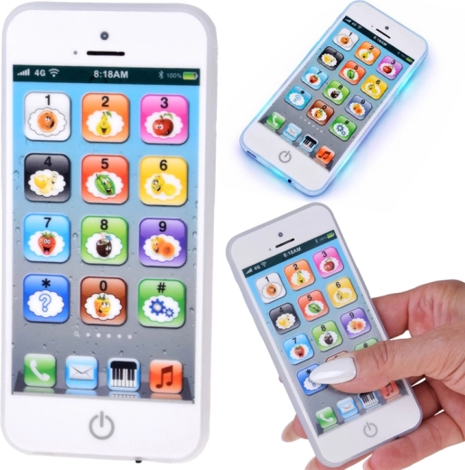 Téléphone interactif pour enfants au style smartphone avec 8 modes, lumière, son et recharge USB