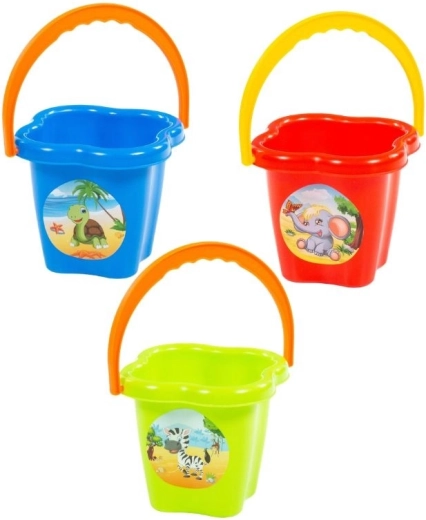 Seau en plastique pour enfants en forme de fleur avec image d’animal – 1 pièce