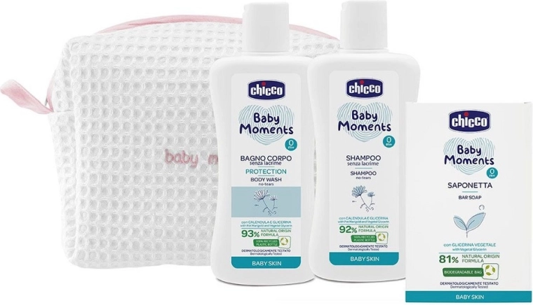 Trousse de toilette Chicco Baby Moments rose à fermeture éclair