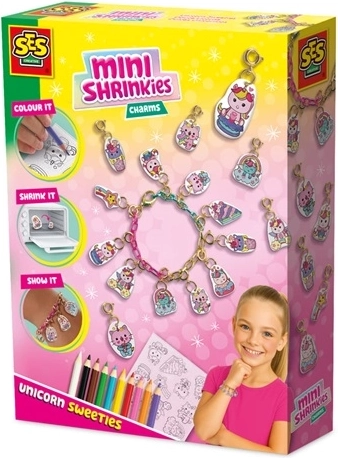 SES Creative Mini Shrinkies – douceurs licorne, kit créatif de breloques et bracelet