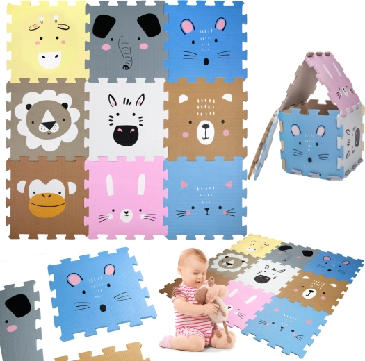 Tapis éducatif en mousse avec animaux Humbi 120 × 120 cm