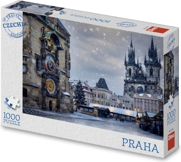 Puzzle Dino édition touristique Tchéquie : horloge astronomique d’hiver – 1000 pièces