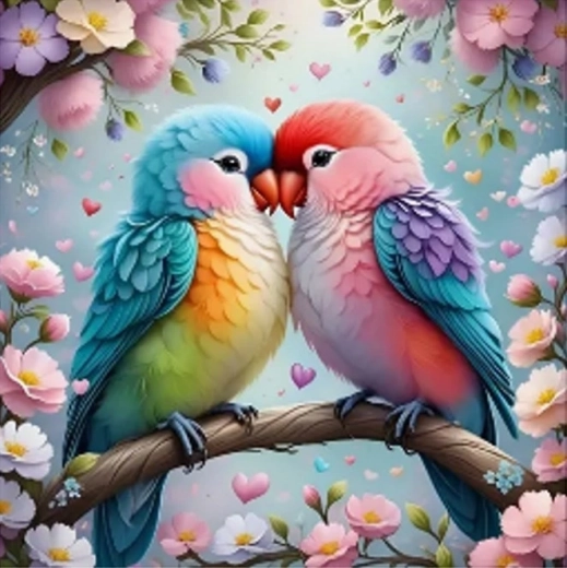 Peinture par numéros Perruches amoureuses 40 × 50 cm