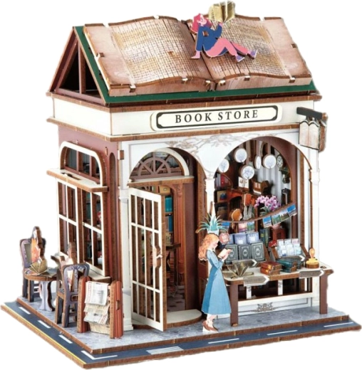 Maquette 3D en bois – librairie 14,5 × 16 × 18 cm