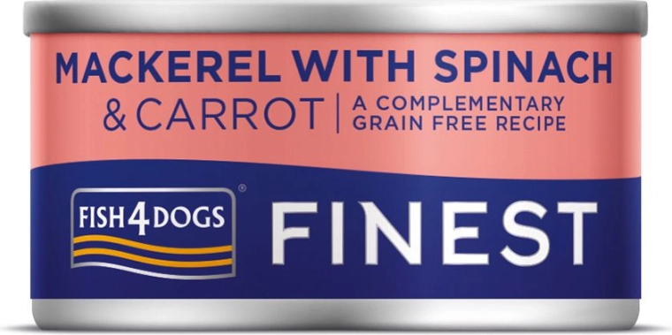 Conserve pour chiens au maquereau, carotte et épinards 85 g