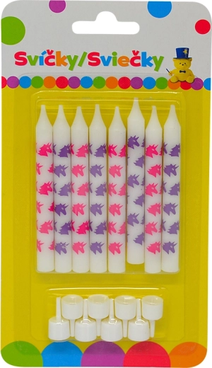Bougies d’anniversaire licorne avec porte-bougie, 8 pcs