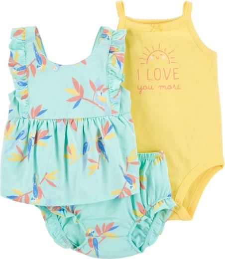 Ensemble 3 pièces Carter's : body à bretelles, débardeur et culotte Blue Floral pour fille (9 mois)
