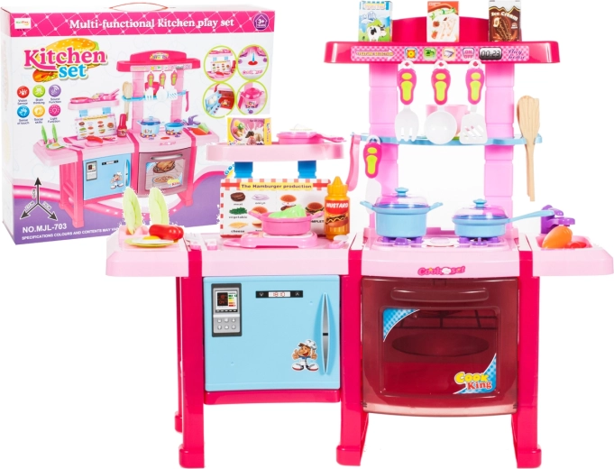 Cuisine double pour enfants rose avec accessoires