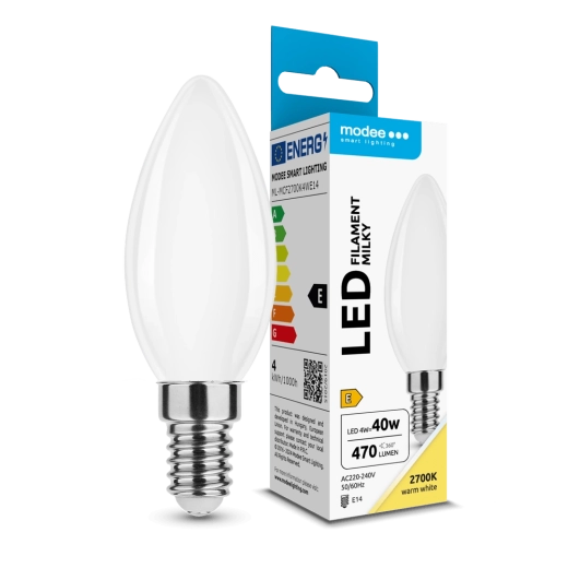 Ampoule LED Modee Filament Milky Candle C35 4 W E14, 430 lm, blanc chaud
