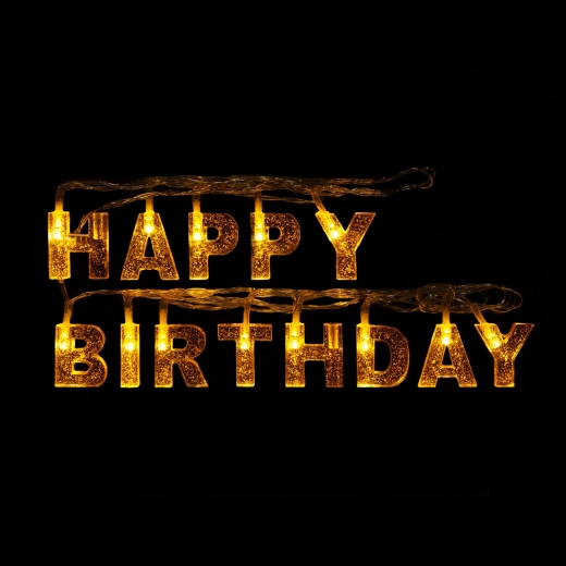 Guirlande lumineuse LED d'anniversaire Happy Birthday, 13 LED, 2 m