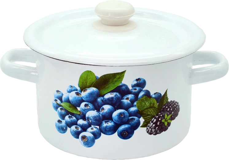 Casserole émaillée avec couvercle 2 l – décor fruits