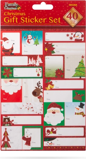 Ensemble d’autocollants cadeaux de Noël – 40 pièces