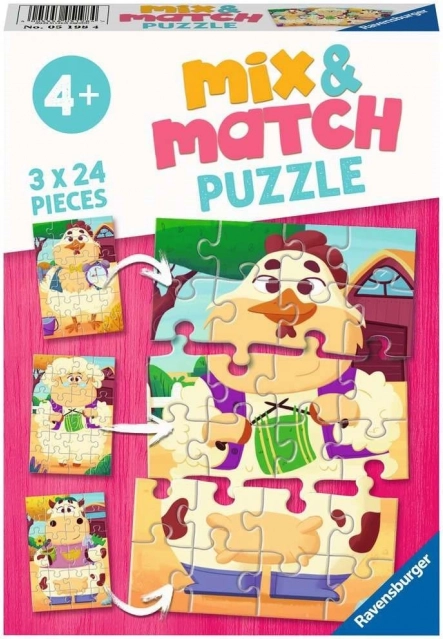 Ravensburger puzzle Mix & Match : mes amis de la ferme 3×24 pièces