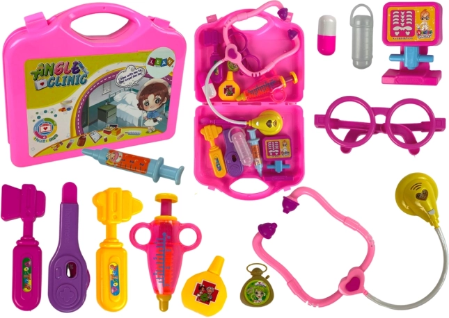Mallette médicale pour enfants – rose avec stéthoscope