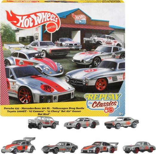 Hot Wheels Replay the Classic – coffret de 7 voitures en métal Silver Series