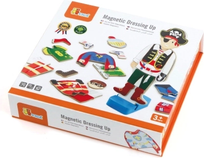 VIGA jeu d’habillage magnétique en bois – garçon, 8 personnages
