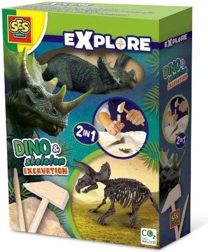 SES Creative Explore Fossiles de dinosaures 2en1 – triceratops (fouille et squelette à assembler)