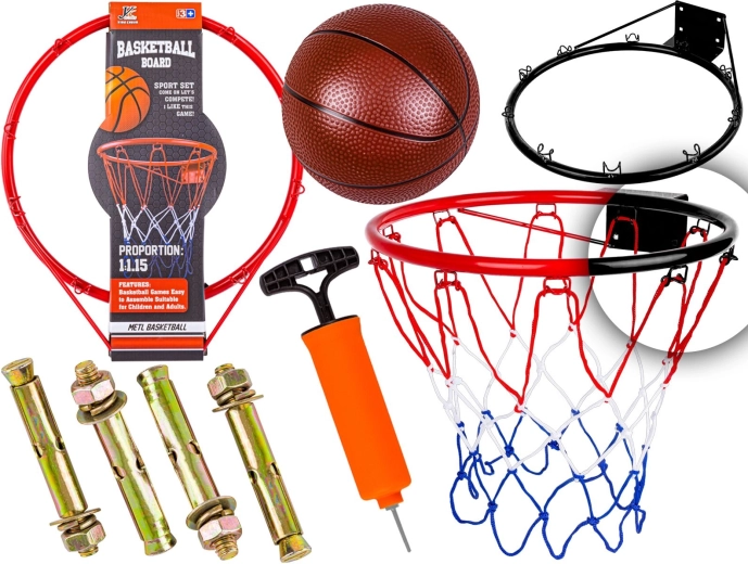 Set de basket – anneau avec filet, ballon et pompe - 1 pièce