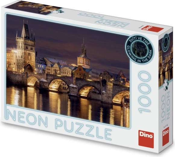 Puzzle Pont Charles nocturne néon 1000 pièces